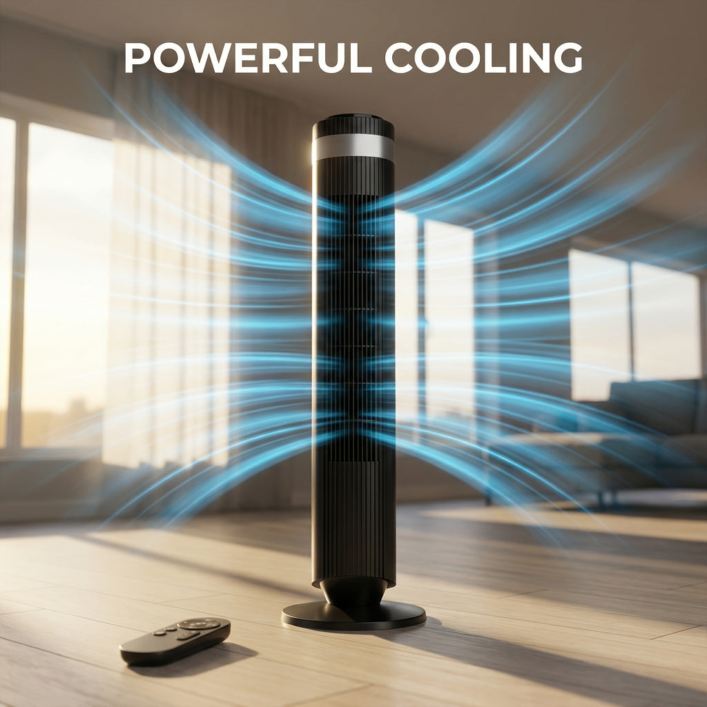 Bladeless Tower Fan with Remote & 12H Timer