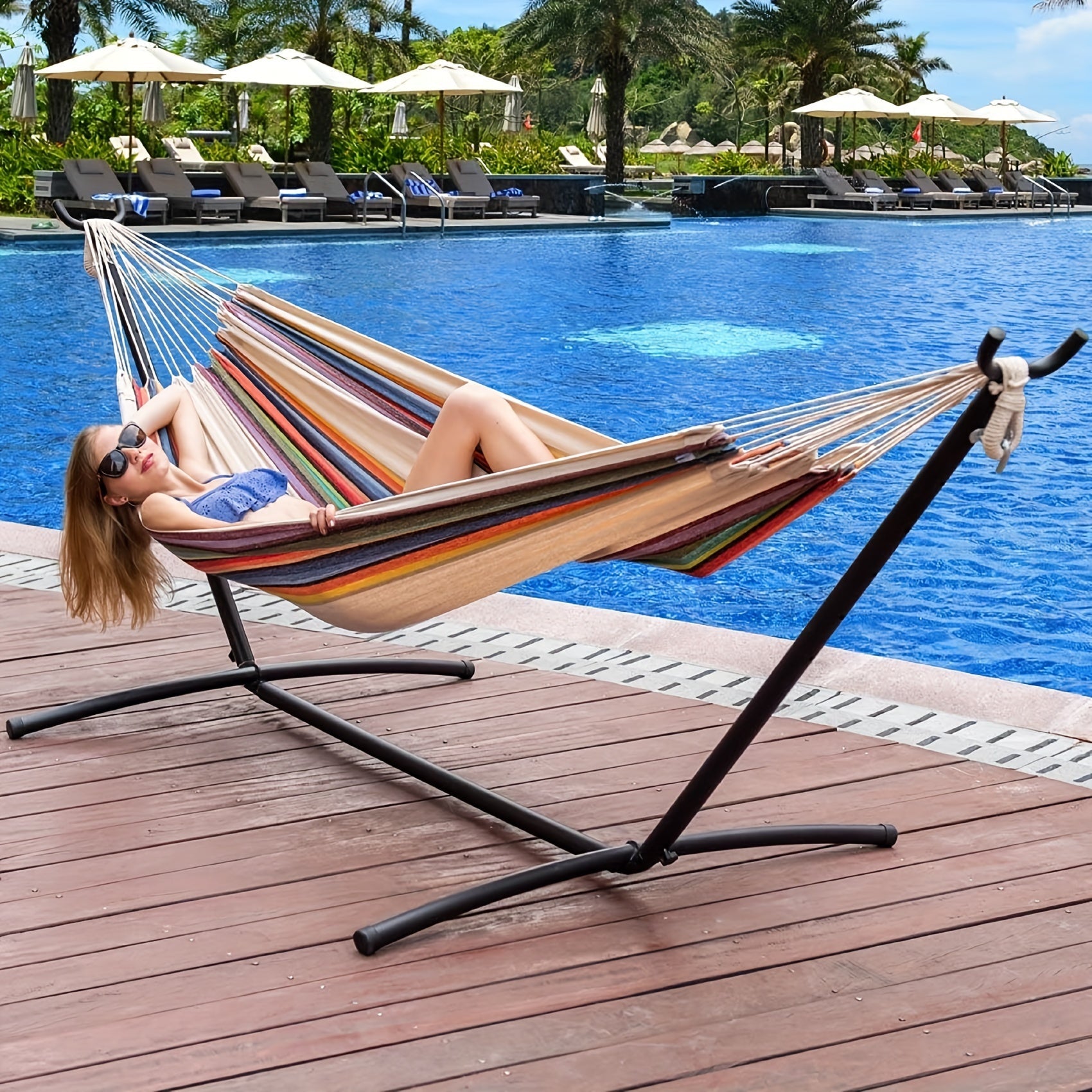 Heavy-Duty Double Hammock with Steel Stand