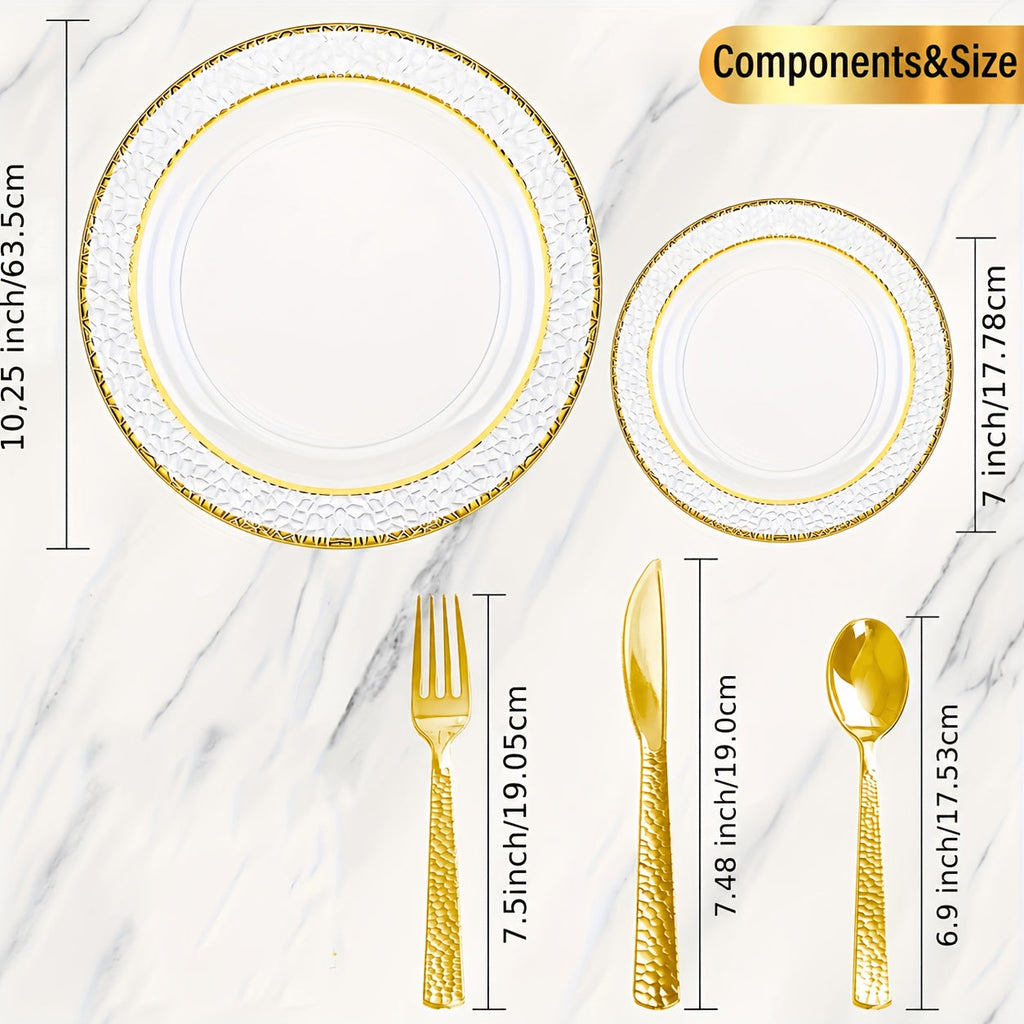 50-Piece Clear Party Dinnerware Set