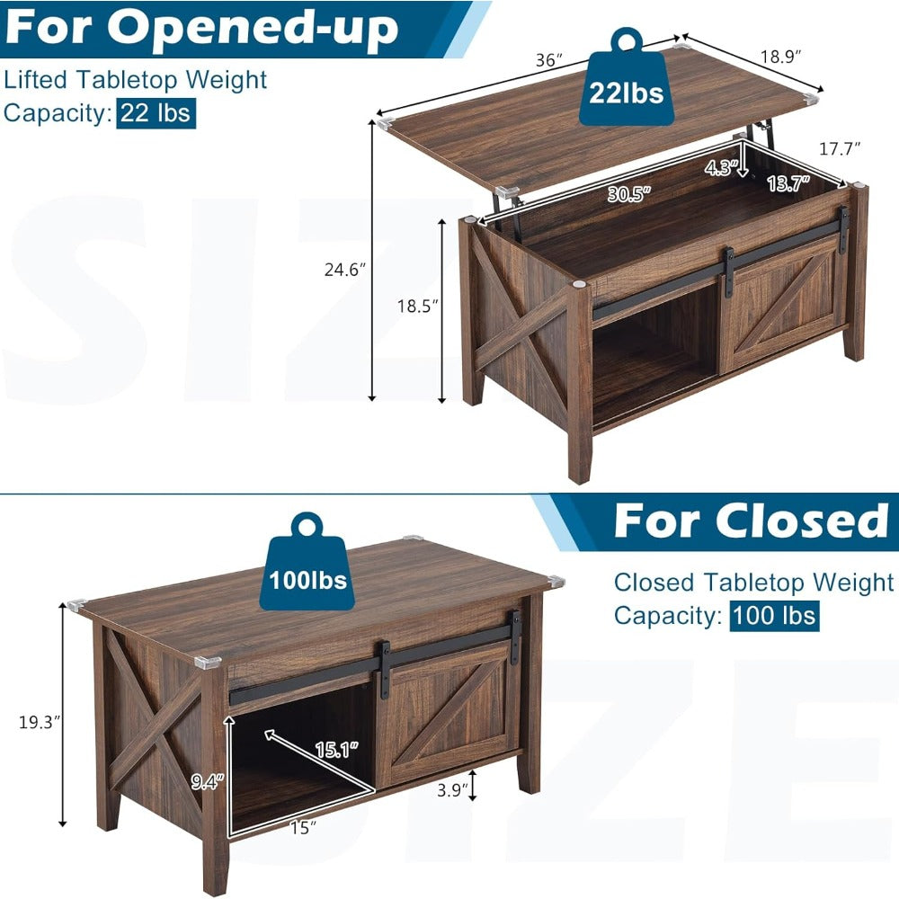 36" Farmhouse Lift-Top Coffee Table