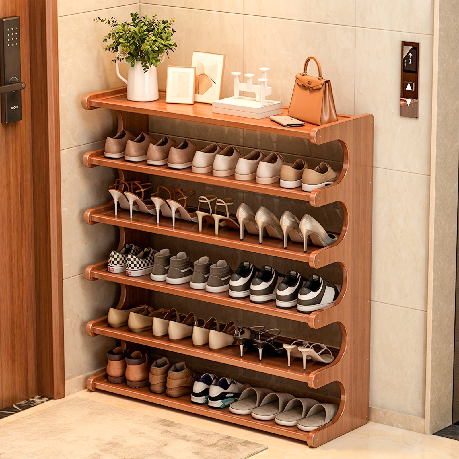 5/6-Tier Bamboo Shoe Rack Organizer
