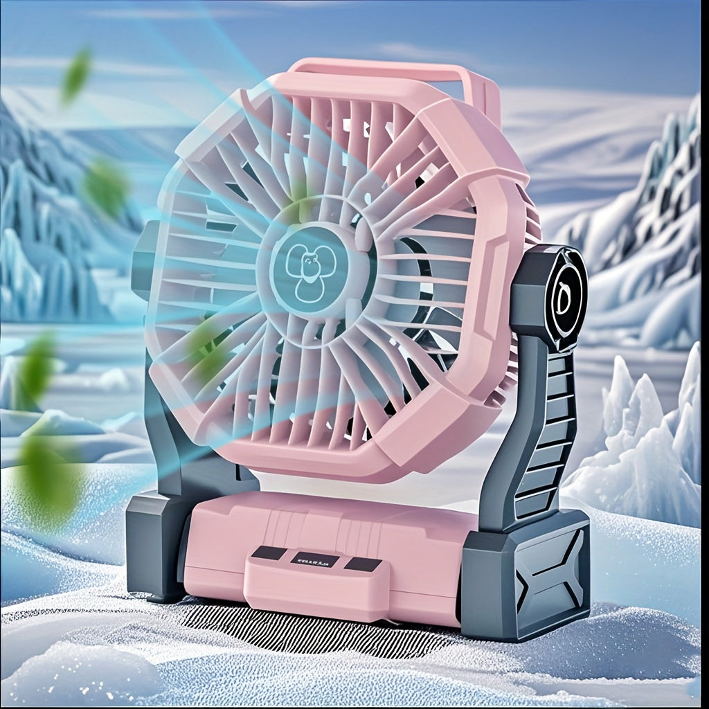 Rechargeable Camping Fan with LED & Hook