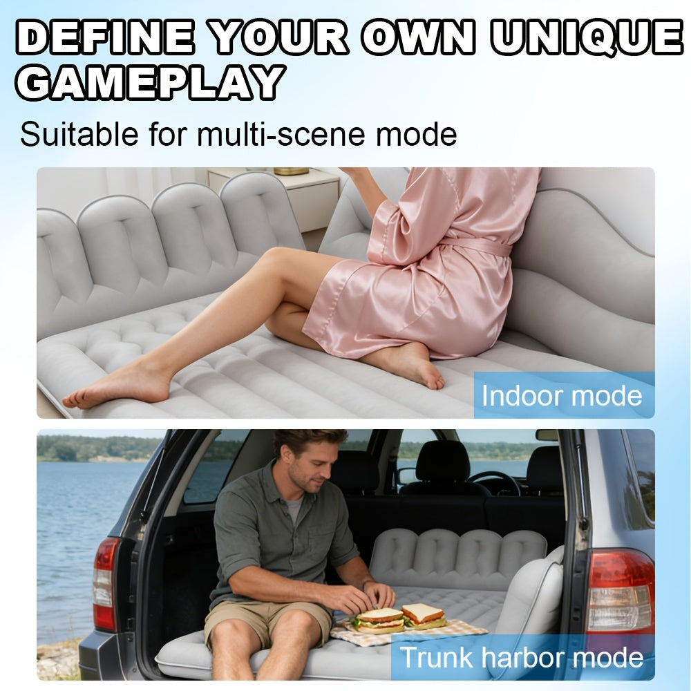 Inflatable Car Backseat Mattress with Pump & Pillows