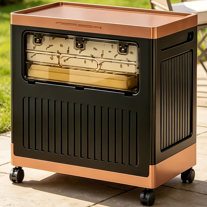 Foldable Storage Bin with Wheels & Doors