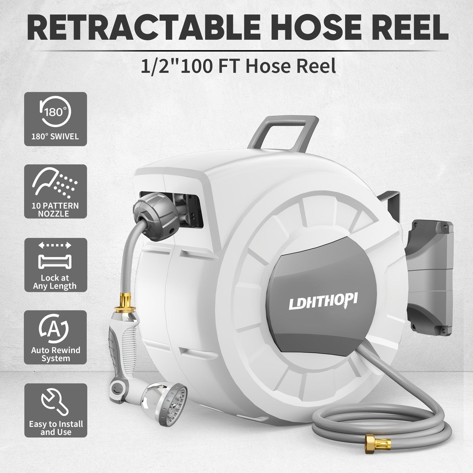 Retractable Wall-Mounted Garden Hose Reel