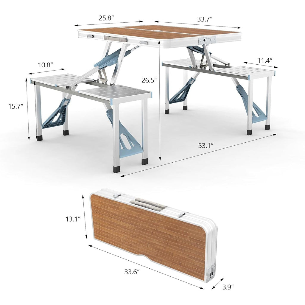 4FT Folding Camping Table with 4 Seats