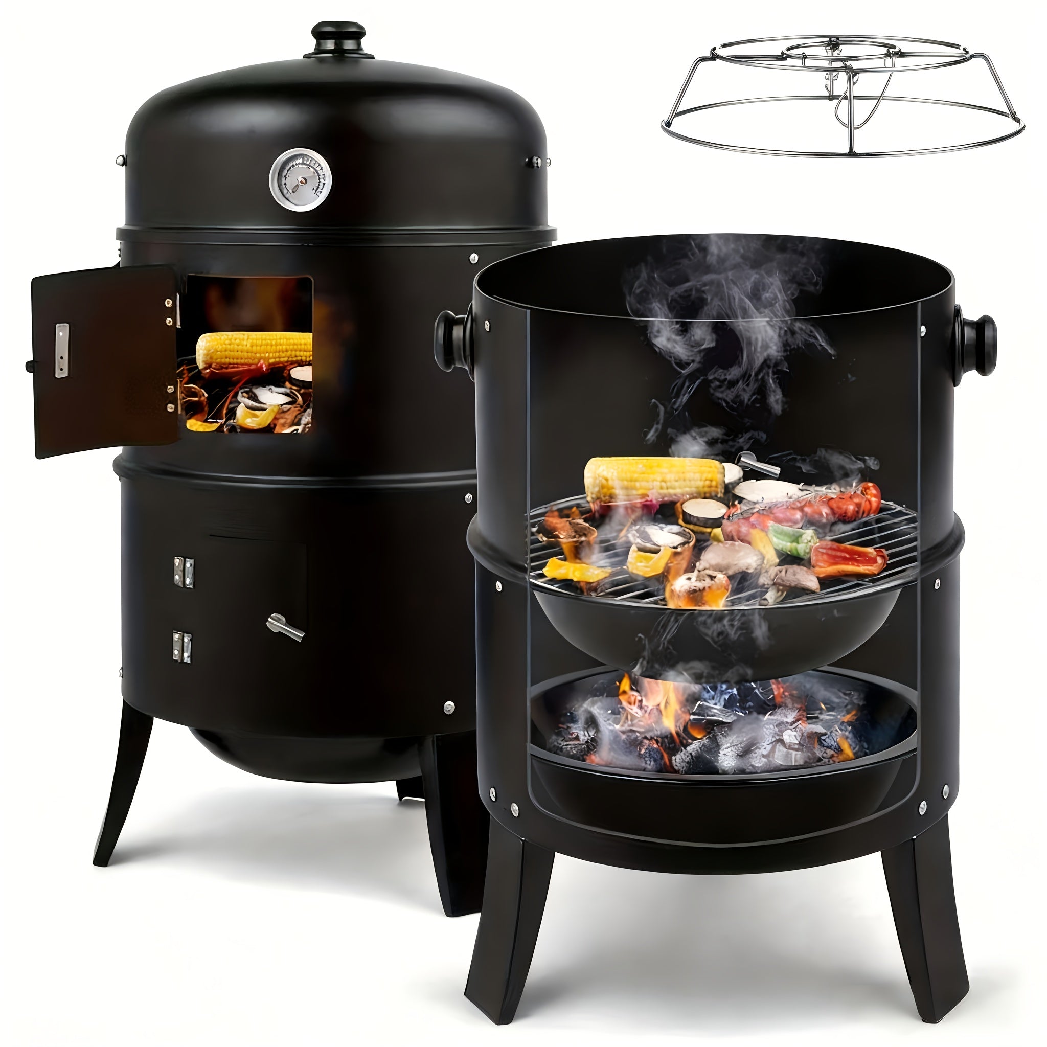 3-in-1 Charcoal Smoker Grill & Fire Pit