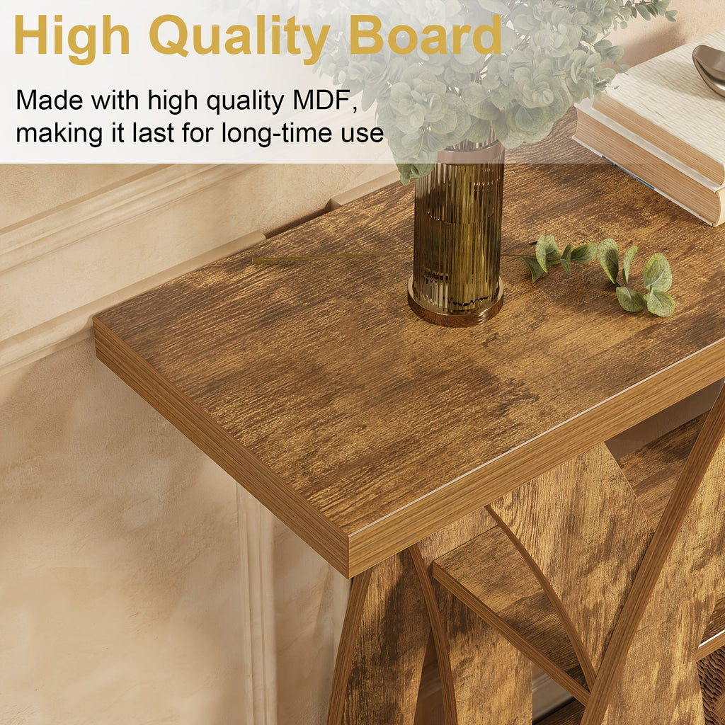 55" Rustic Console Table with Shelf