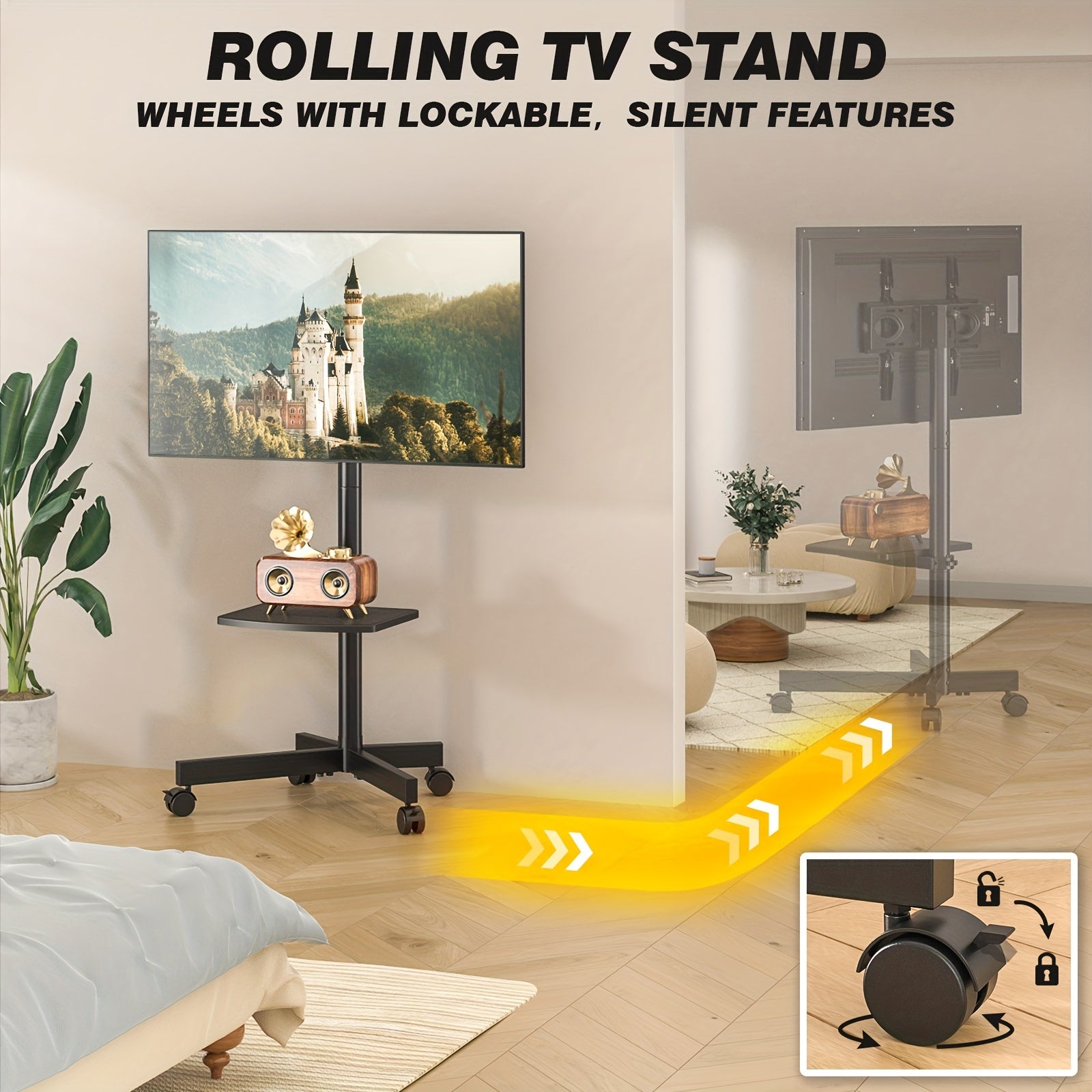 Rolling TV Cart Stand for 23–60" TVs
