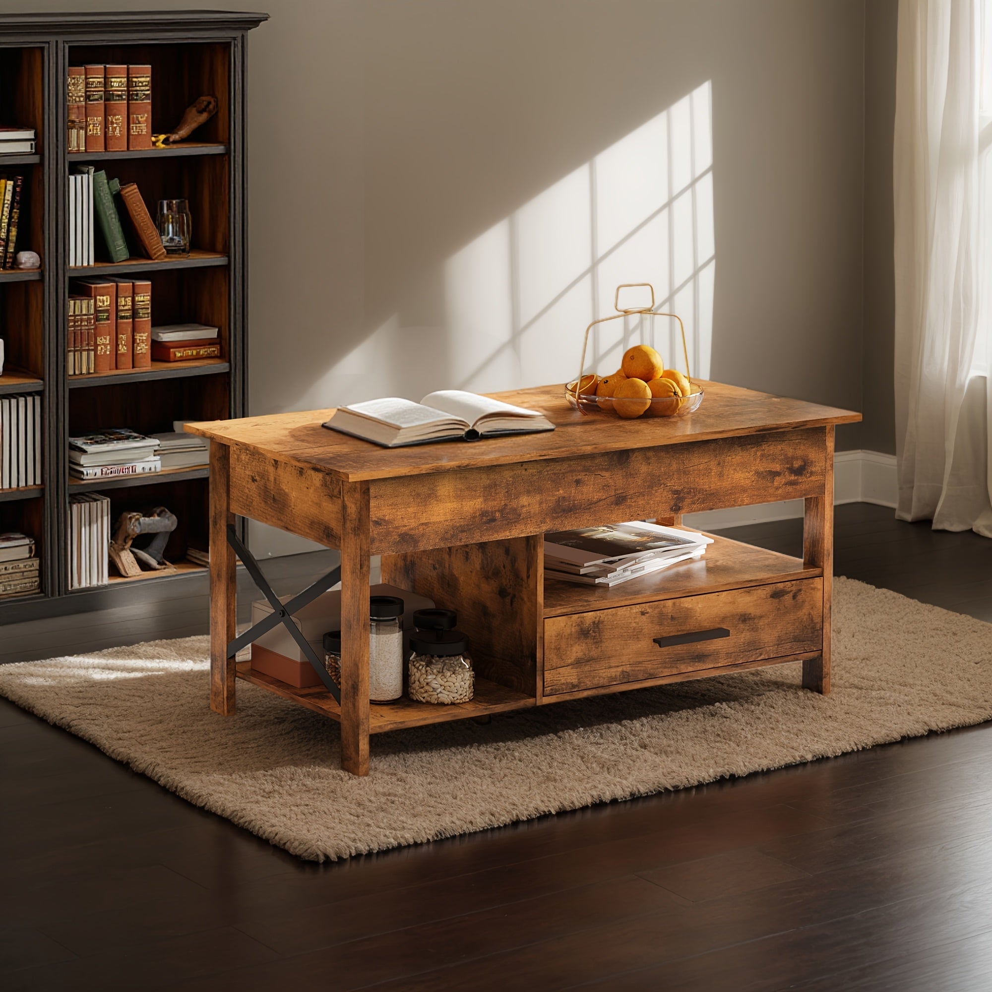 Lift-Top Coffee Table with Drawer & Shelf