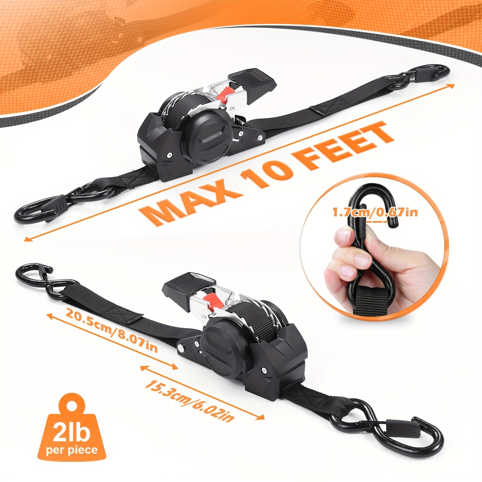 4-Pack Retractable Ratchet Tie-Down Straps