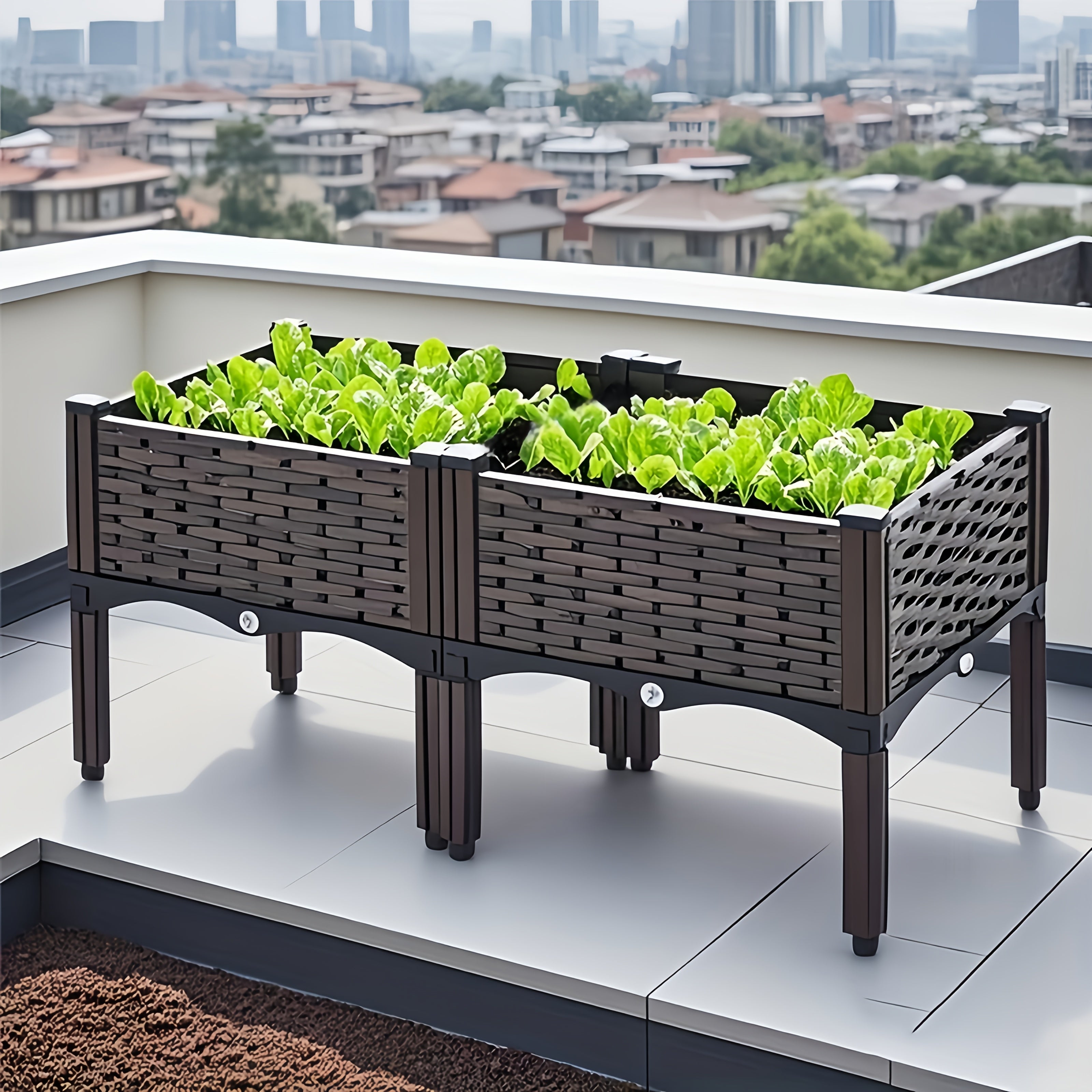 Raised Garden Bed Planter Box with Drainage
