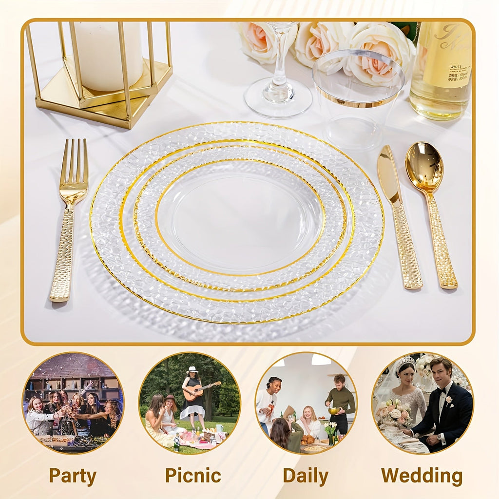 50-Piece Clear Party Dinnerware Set
