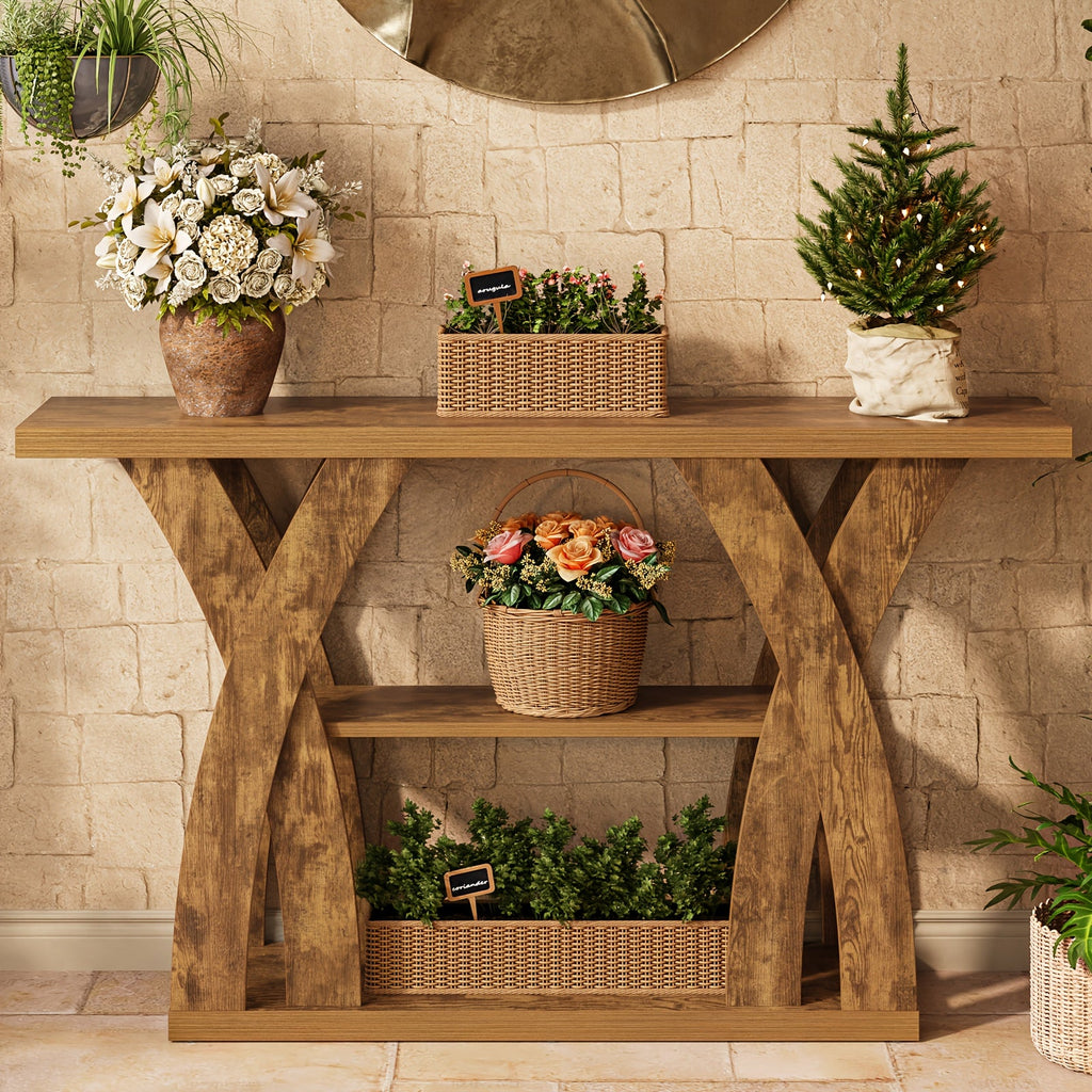 55" Rustic Console Table with Shelf
