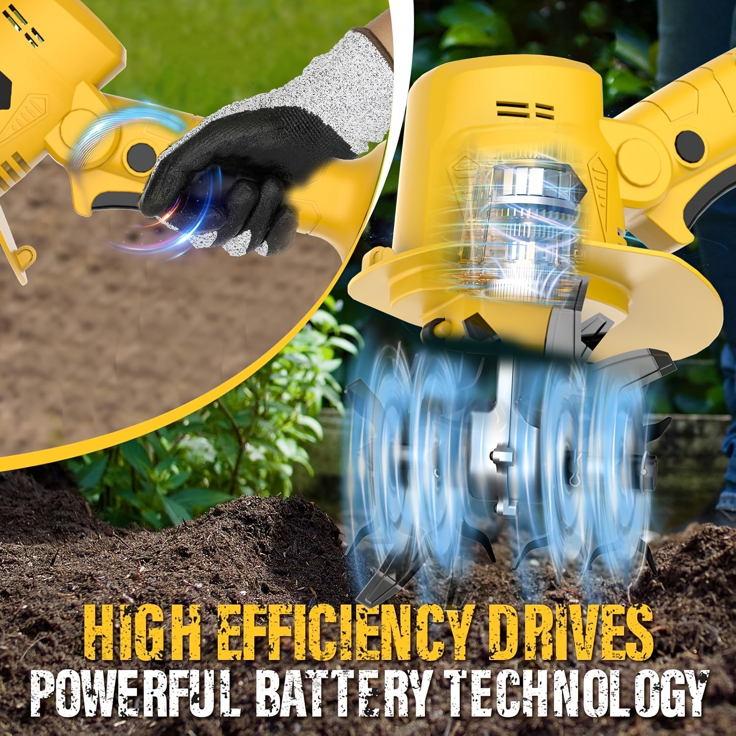 20V Cordless Garden Tiller & Cultivator