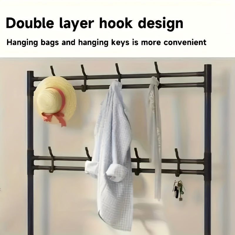 2-in-1 Shoe Rack & Coat Hook Organizer