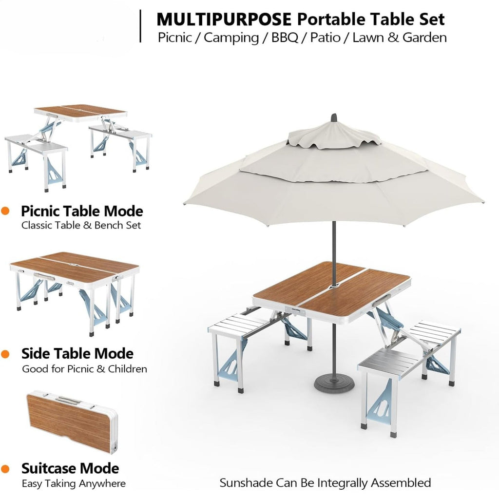 4FT Folding Camping Table with 4 Seats