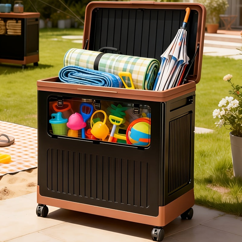 Foldable Storage Bin with Wheels & Doors