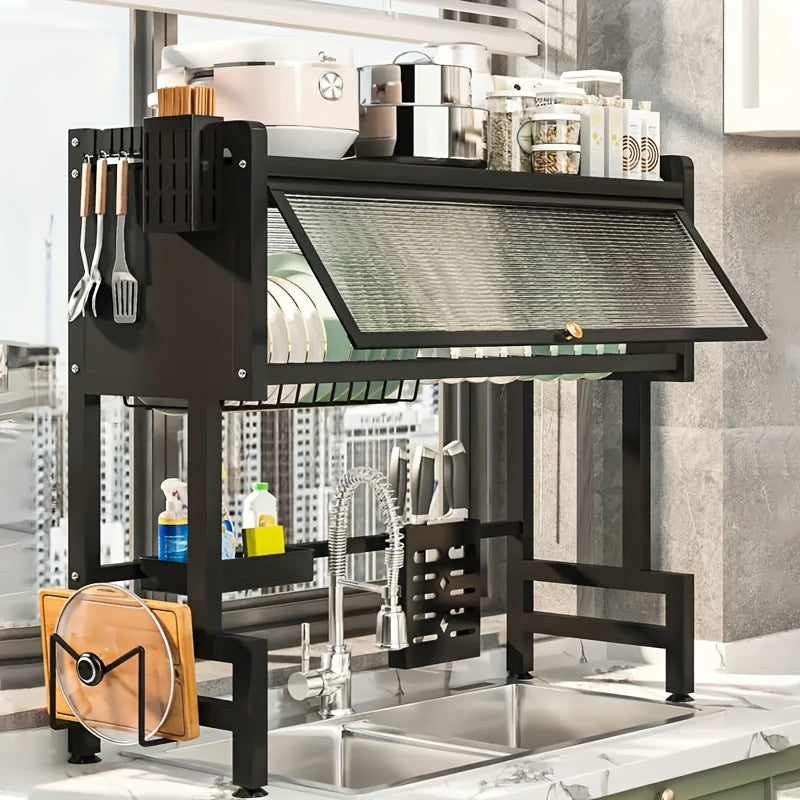 Over-the-Sink Dish Drying Rack with Cover