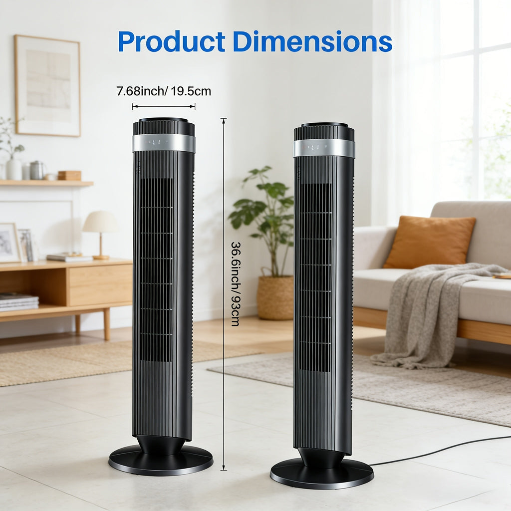 Bladeless Tower Fan with Remote & 12H Timer