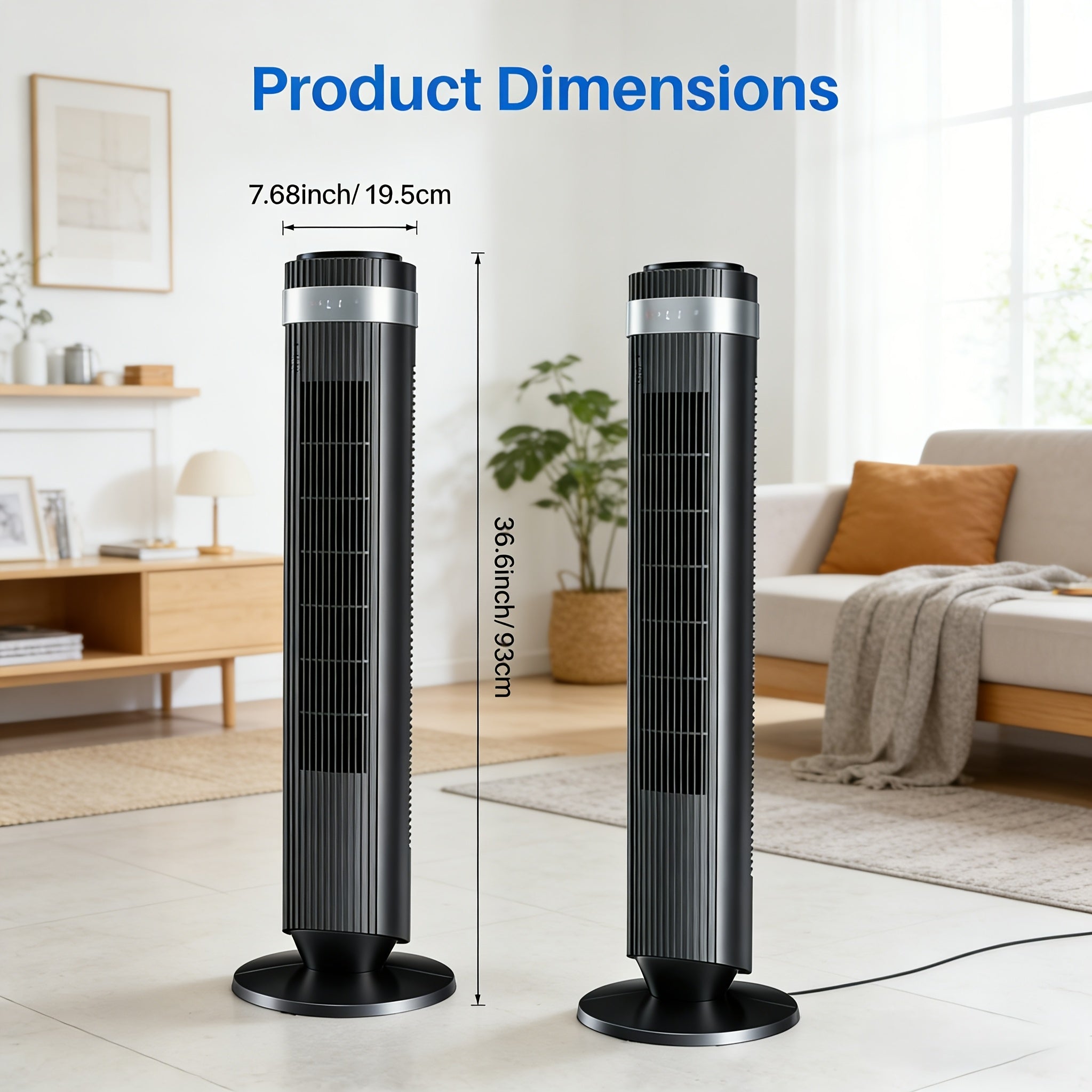 Bladeless Tower Fan with Remote & 12H Timer