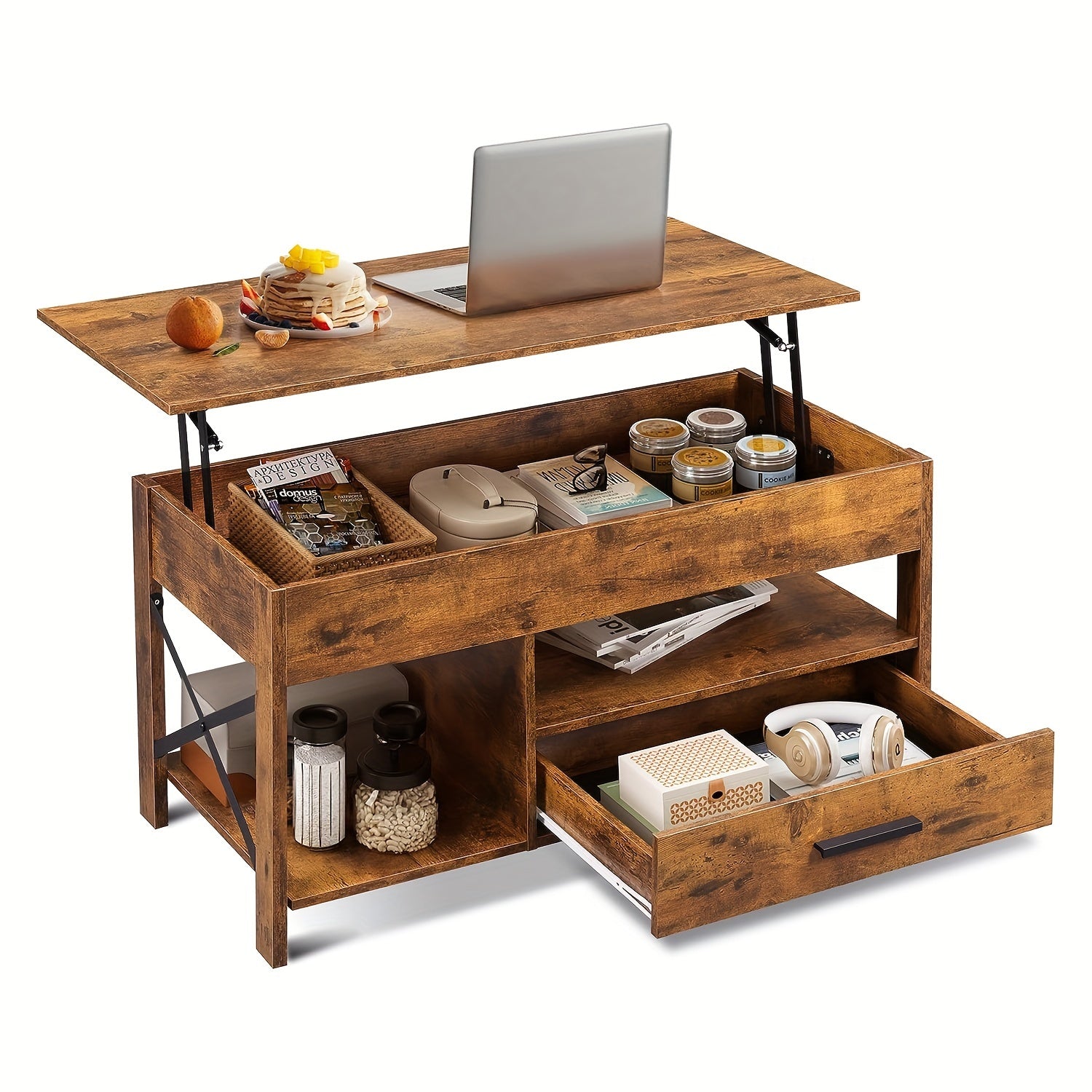 Lift-Top Coffee Table with Drawer & Shelf
