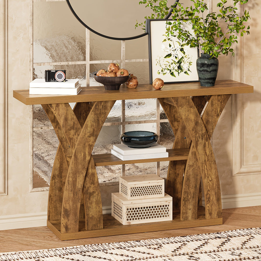 55" Rustic Console Table with Shelf