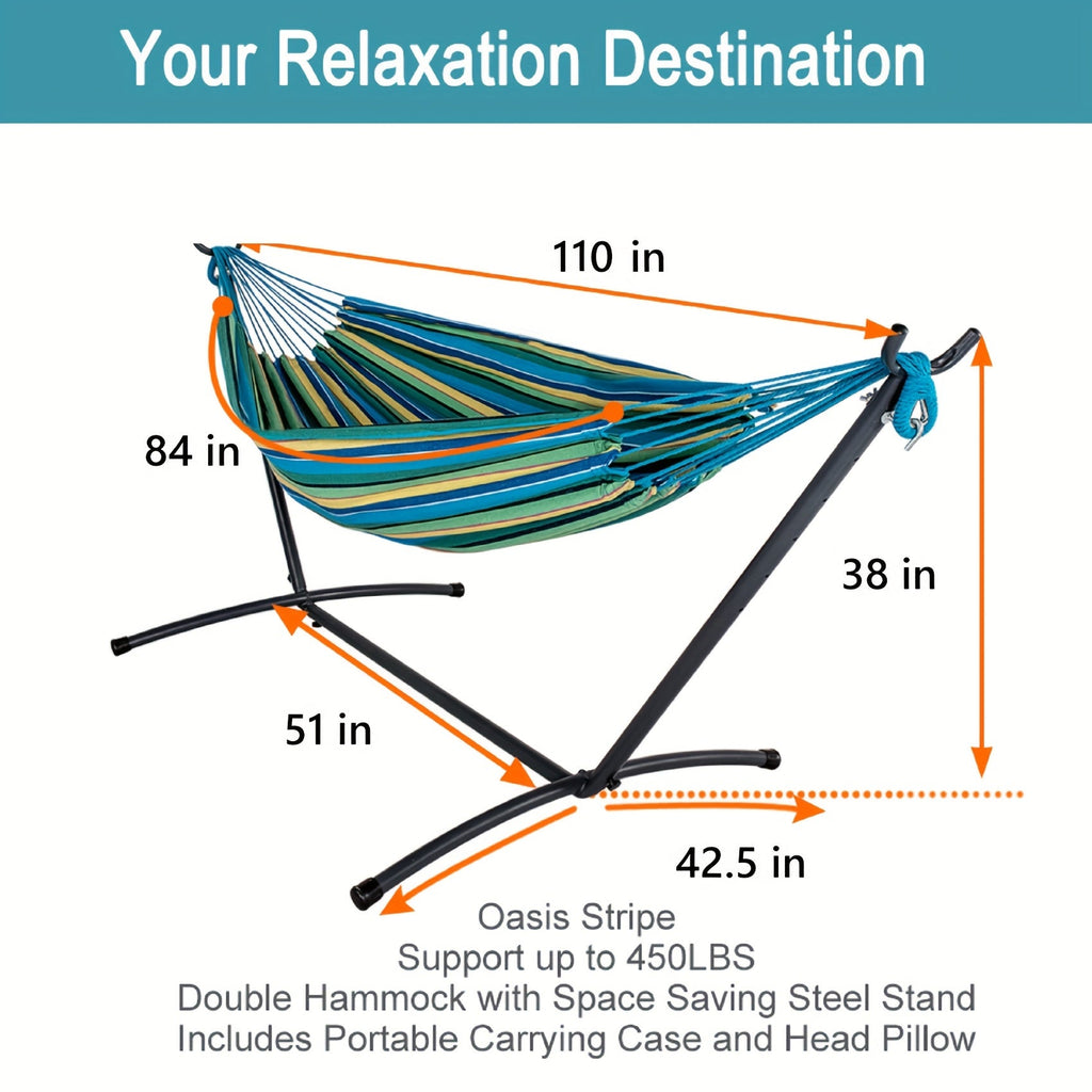 Heavy-Duty Double Hammock with Steel Stand