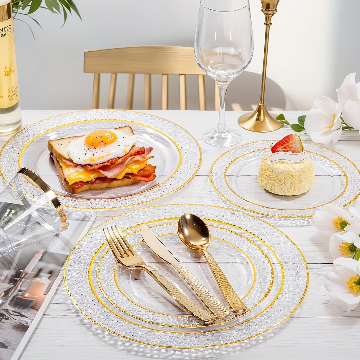 50-Piece Clear Party Dinnerware Set