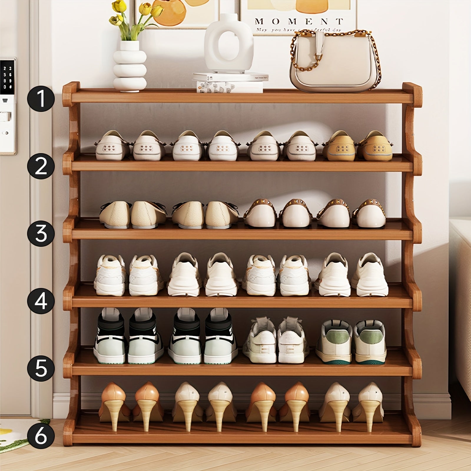 5/6-Tier Bamboo Shoe Rack Organizer