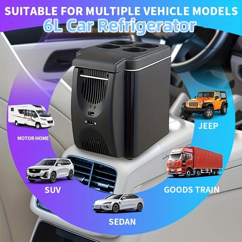 6L Portable Car Cooler & Warmer Mini Fridge