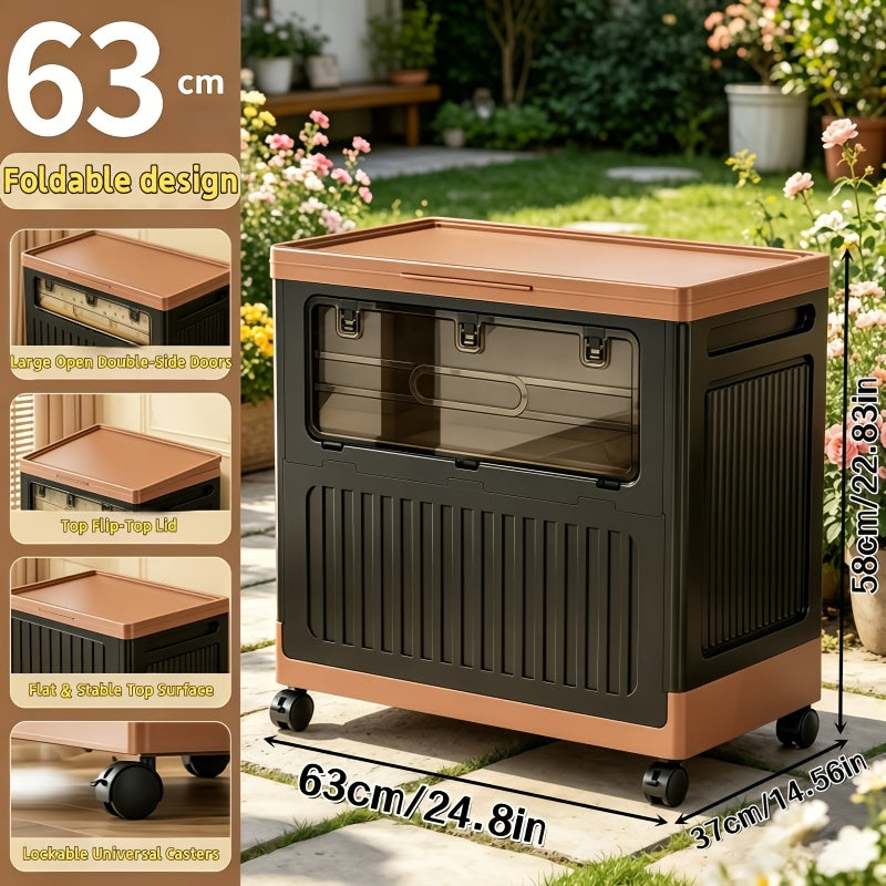 Foldable Storage Bin with Wheels & Doors
