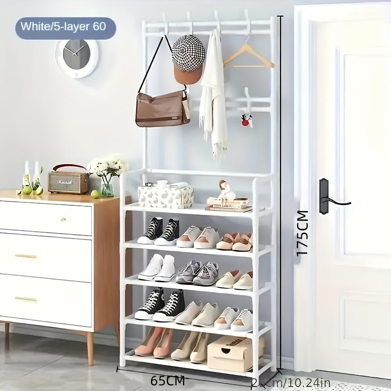 2-in-1 Shoe Rack & Coat Hook Organizer
