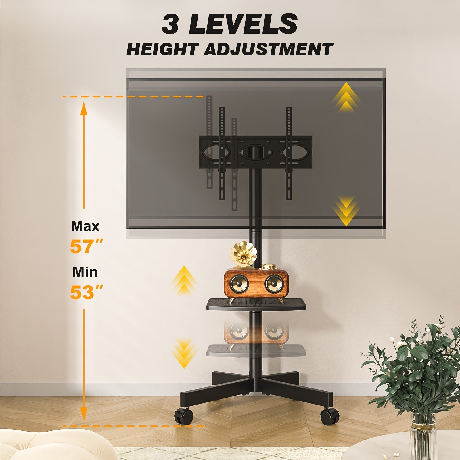 Rolling TV Cart Stand for 23–60" TVs