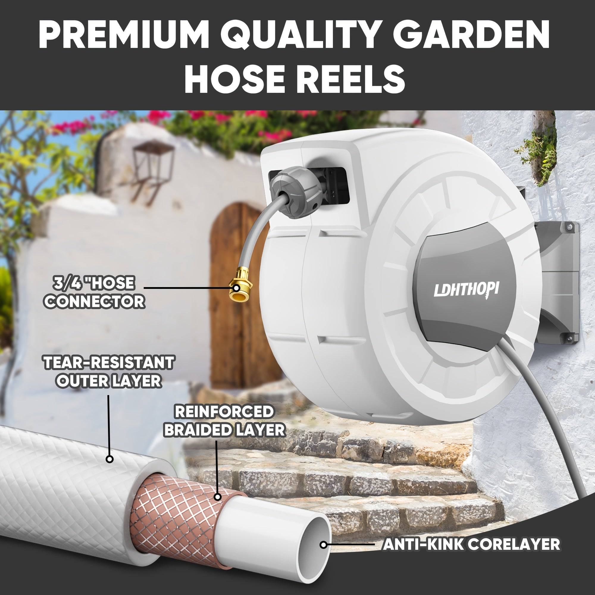Retractable Wall-Mounted Garden Hose Reel