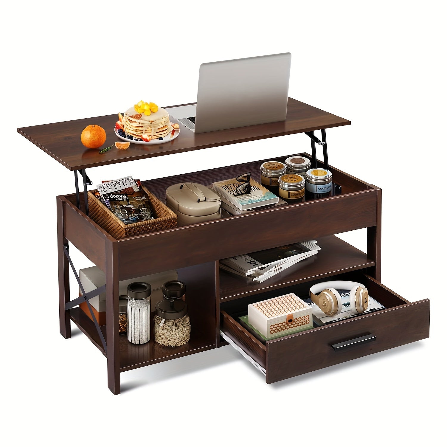 Lift-Top Coffee Table with Drawer & Shelf
