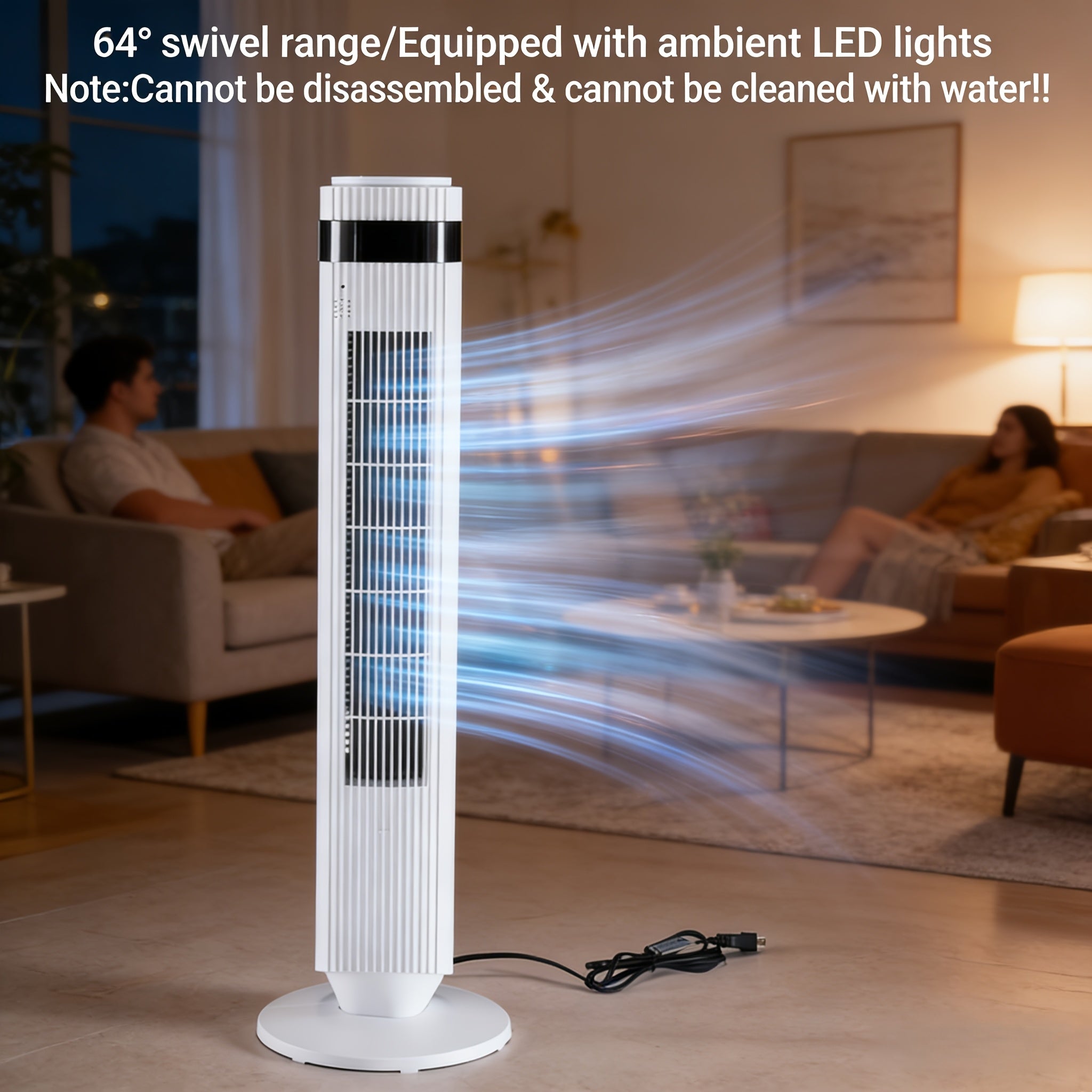 Bladeless Tower Fan with Remote & 12H Timer