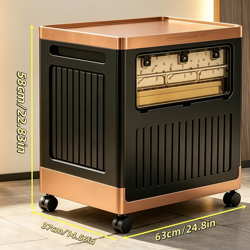 Foldable Storage Bin with Wheels & Doors