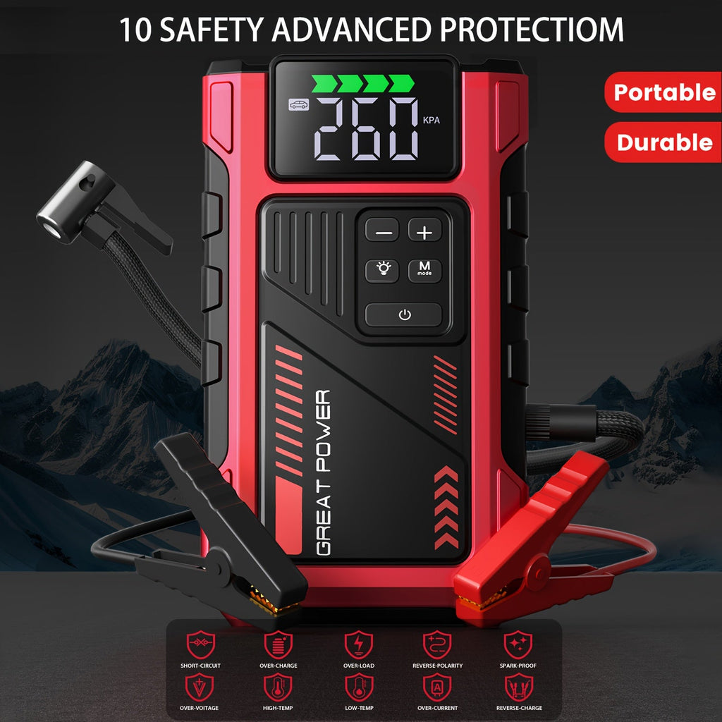 9-in-1 Jump Starter with Air Compressor