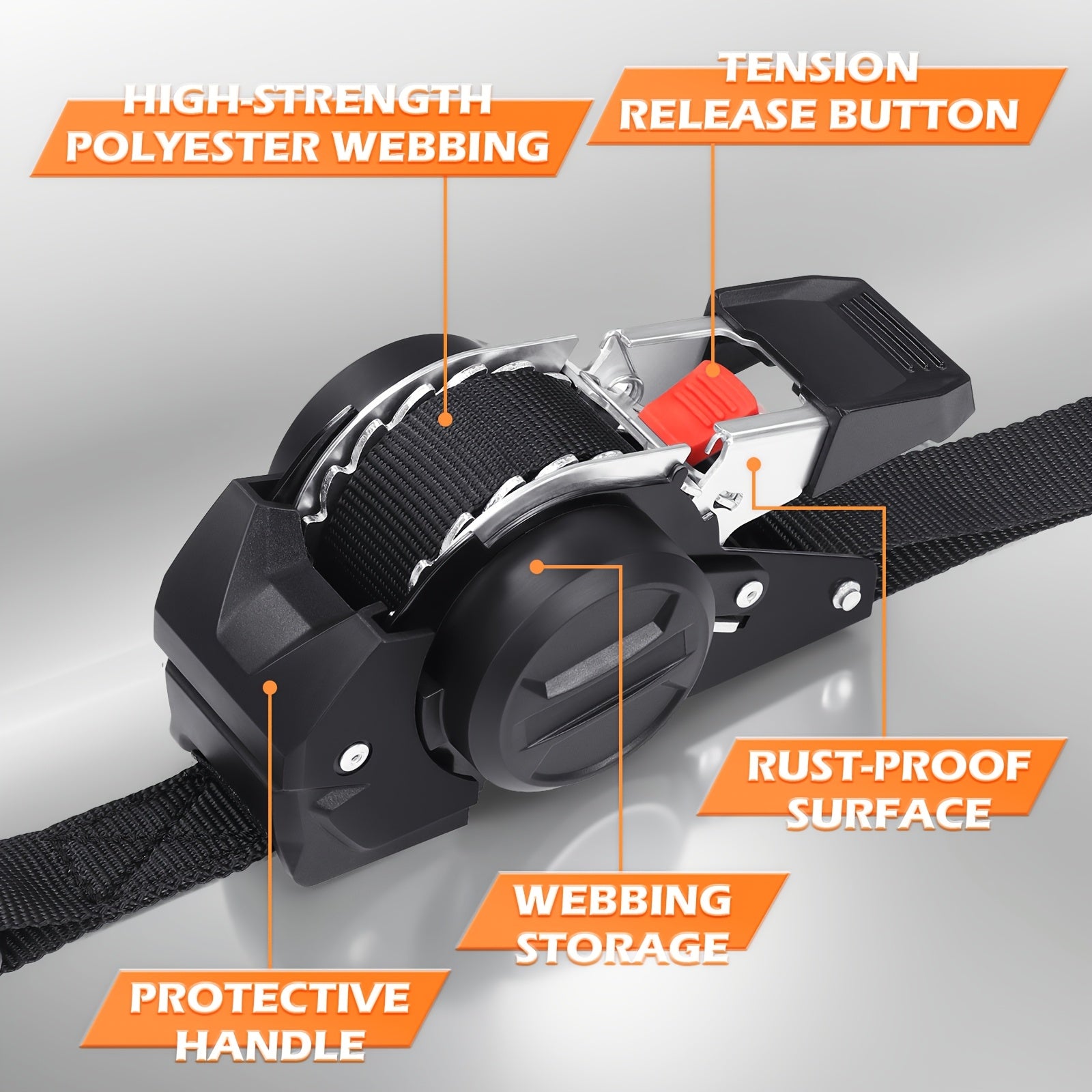 4-Pack Retractable Ratchet Tie-Down Straps