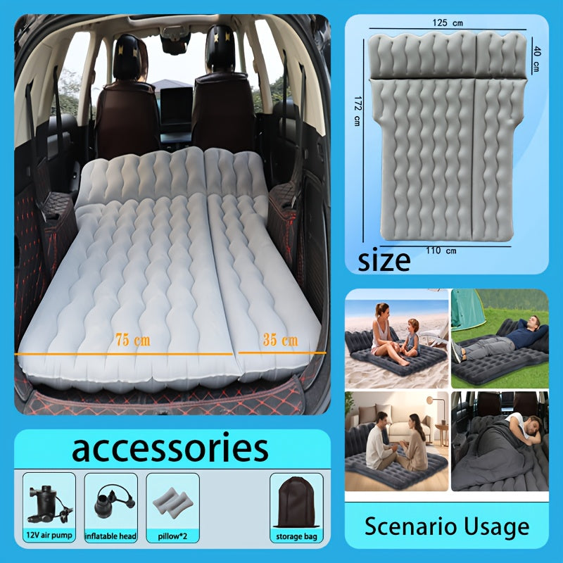 Inflatable Car Backseat Mattress with Pump & Pillows