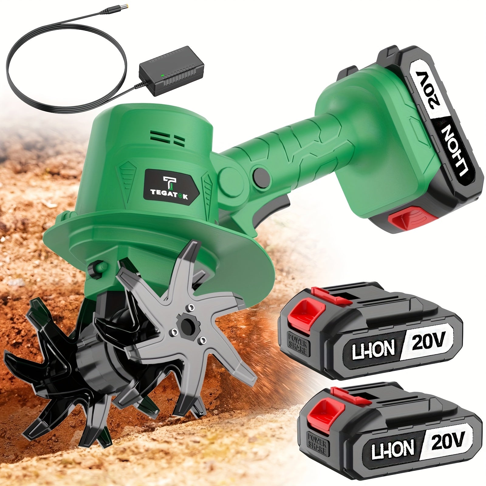 20V Cordless Garden Tiller & Cultivator