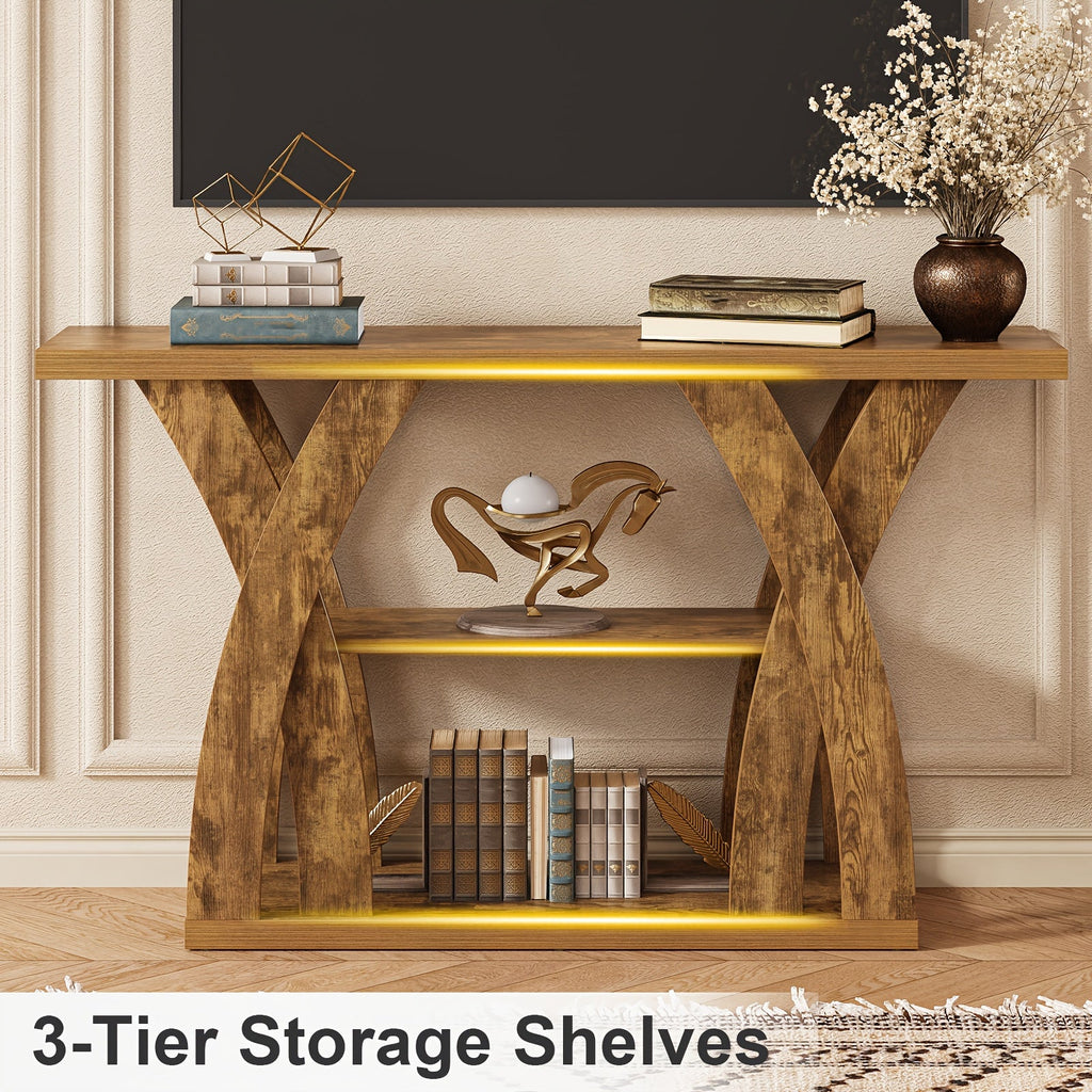 55" Rustic Console Table with Shelf