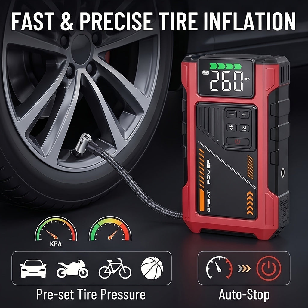 9-in-1 Jump Starter with Air Compressor