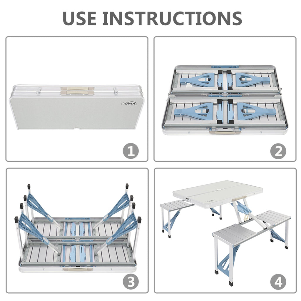 4FT Folding Camping Table with 4 Seats
