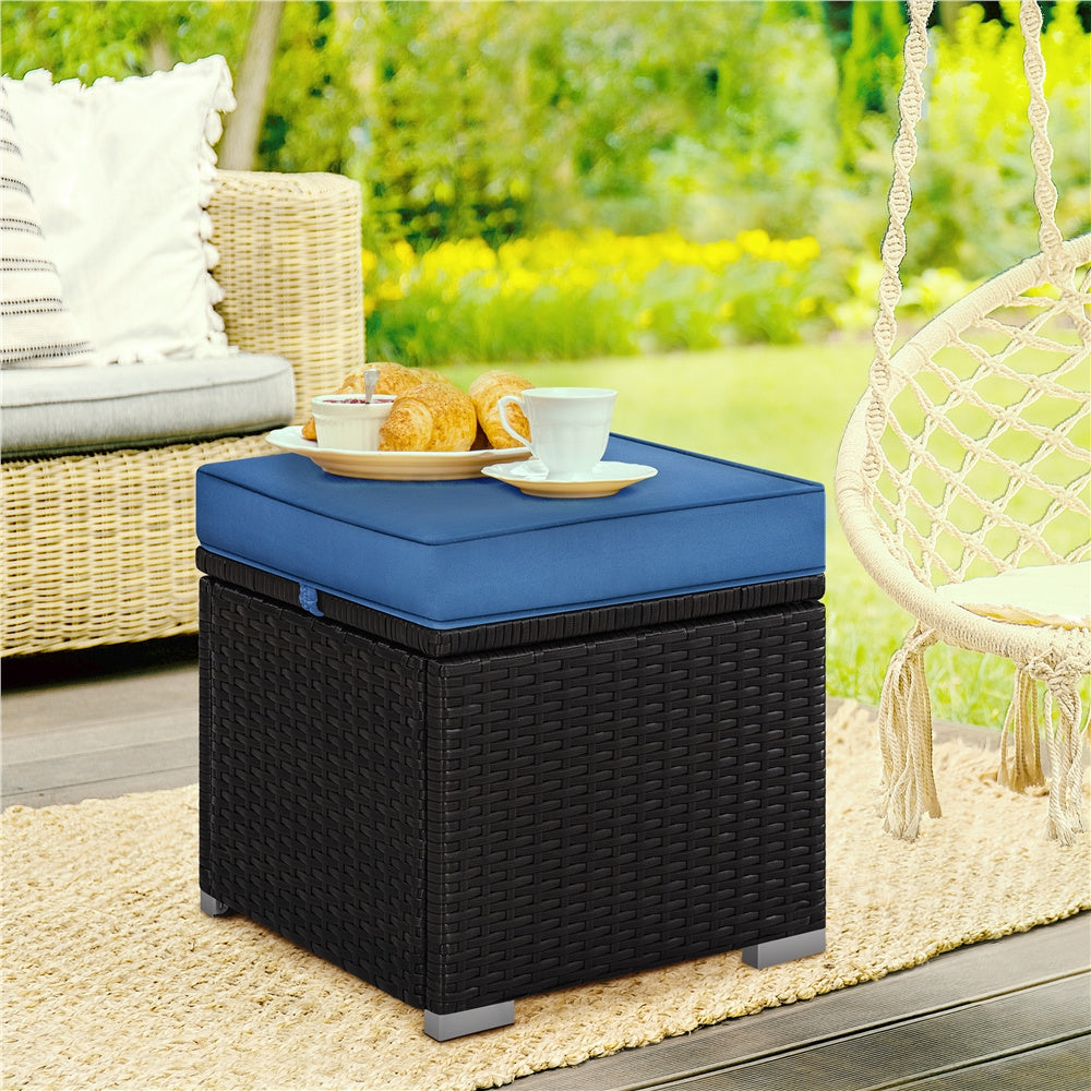 2-Piece Rattan Storage Ottoman Set