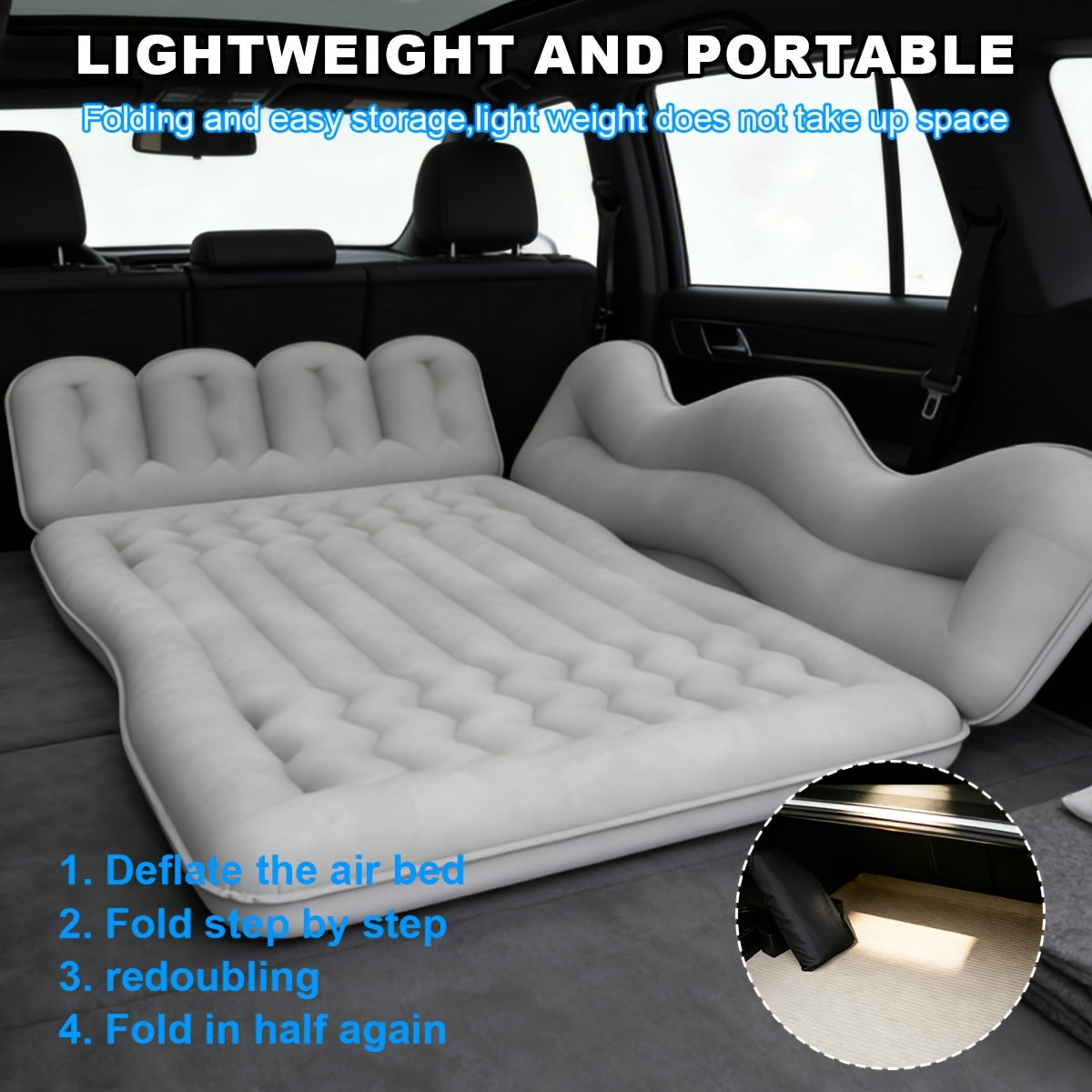 Inflatable Car Backseat Mattress with Pump & Pillows