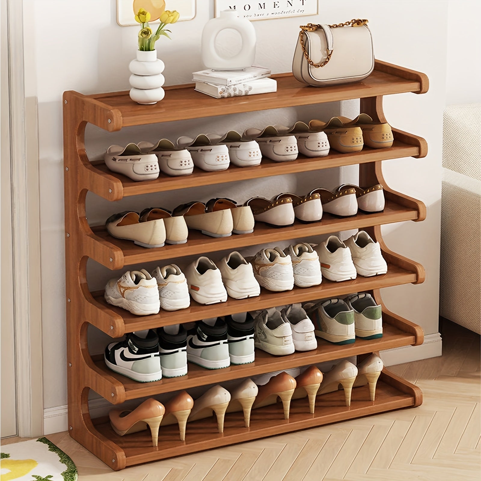 5/6-Tier Bamboo Shoe Rack Organizer