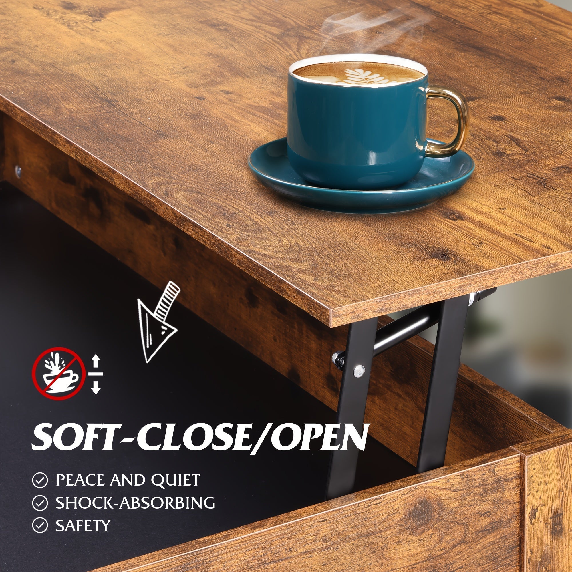 Lift-Top Coffee Table with Drawer & Shelf