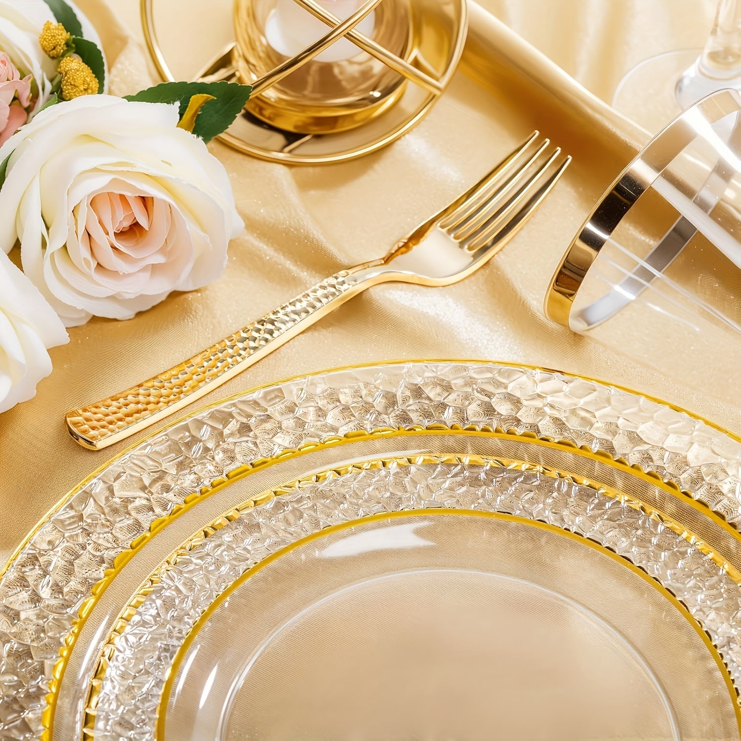 50-Piece Clear Party Dinnerware Set